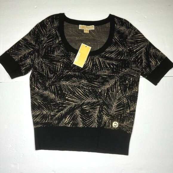 Michael Kors Womens Short Sleeve Patterned Sweater Size Medium - Picture 4 of 8
